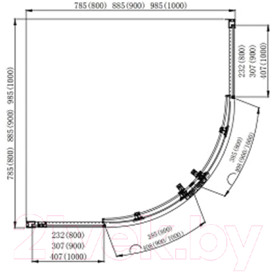 Душевой уголок Aquatek 90x90 / AQ ARI RO 09020CH (хром/прозрачное стекло)