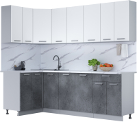 Кухонный гарнитур Интерлиния Мила Лайт 1.2x2.4 (белый платинум/бетон портленд/белый гранит) - 