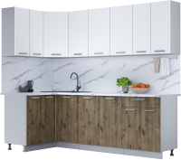 Кухонный гарнитур Интерлиния Мила Лайт 1.2x2.4 (белый платинум/дуб веллингтон/белый гранит) - 