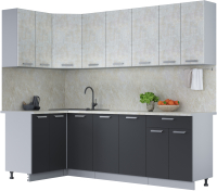 Готовая кухня Интерлиния Мила Лайт 1.2x2.4 (бетон лайт/антрацит/опал светлый) - 