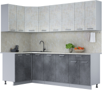 Готовая кухня Интерлиния Мила Лайт 1.2x2.4 (бетон лайт/бетон портленд/опал светлый) - 