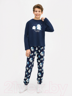 Пижама детская Mark Formelle 563323 (р.104-56-51, синий/пингвины на синем)
