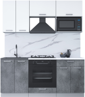 Кухонный гарнитур Интерлиния Мила Лайт 1.8 ВТ (белый платинум/бетон портленд/белый гранит) - 