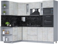 Кухонный гарнитур Интерлиния Мила 1.68x2.4 левая (бетон лайт/бетон лайт/кастилло темный) - 
