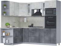 Кухонный гарнитур Интерлиния Мила 1.68x2.4 левая (бетон лайт/бетон портленд/опал светлый) - 