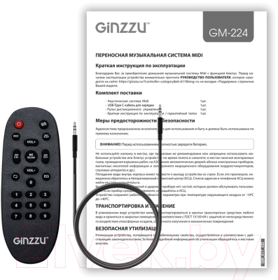 Портативная колонка Ginzzu GM-224