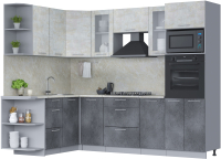Кухонный гарнитур Интерлиния Мила 1.68x2.6 левая (бетон лайт/бетон портленд/опал светлый) - 