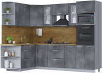 Кухонный гарнитур Интерлиния Мила 1.68x2.6 левая (бетон потленд/бетон портленд/дуб бунратти) - 