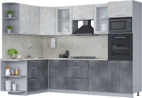 Кухонный гарнитур Интерлиния Мила 1.68x2.8 левая (бетон лайт/бетон портленд/опал светлый) - 