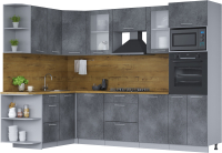 Кухонный гарнитур Интерлиния Мила 1.68x2.8 левая (бетон потленд/бетон портленд/дуб бунратти) - 