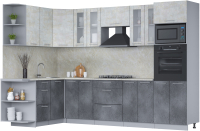 Кухонный гарнитур Интерлиния Мила 1.68x3.0 левая (бетон лайт/бетон портленд/опал светлый) - 