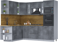 Кухонный гарнитур Интерлиния Мила 1.88x2.4 левая (бетон потленд/бетон портленд/дуб бунратти) - 