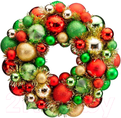 Венок Noel Happy Christmas. Рождественский венок / 1023252 (красный/зеленый/золото)
