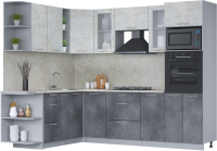 Кухонный гарнитур Интерлиния Мила 1.88x2.6 левая (бетон лайт/бетон портленд/опал светлый) - 