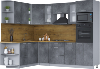 Готовая кухня Интерлиния Мила 1.88x2.6 левая (бетон потленд/бетон портленд/дуб бунратти) - 