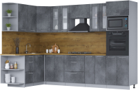 Готовая кухня Интерлиния Мила 1.68x3.0 левая (бетон потленд/бетон портленд/дуб бунратти) - 