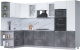 Кухонный гарнитур Интерлиния Мила 1.68x3.2 левая (белый платинум/бетон портленд/белый гранит) - 