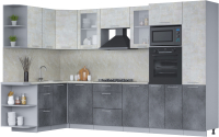 Кухонный гарнитур Интерлиния Мила 1.68x3.2 левая (бетон лайт/бетон портленд/опал светлый) - 