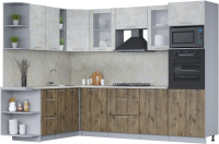 Кухонный гарнитур Интерлиния Мила 1.88x2.8 левая (бетон лайт/дуб веллингтон/опал светлый) - 