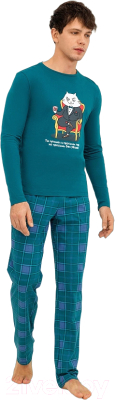 Комплект домашней одежды Mark Formelle 591023 (р.108-98-182/188, темно-зеленый/зеленая клетка)