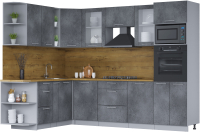 Кухонный гарнитур Интерлиния Мила 1.88x2.8 левая (бетон потленд/бетон портленд/дуб бунратти) - 