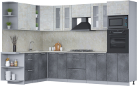 Кухонный гарнитур Интерлиния Мила 1.88x3.0 левая (бетон лайт/бетон портленд/опал светлый) - 
