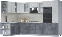 Кухонный гарнитур Интерлиния Мила 1.88x3.2 левая (бетон лайт/бетон портленд/опал светлый) - 