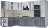 Кухонный гарнитур Интерлиния Мила 1.88x3.4 левая (бетон лайт/бетон портленд/опал светлый) - 