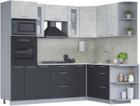 Кухонный гарнитур Интерлиния Мила 1.68x2.4 правая (бетон лайт/антрацит/опал светлый) - 