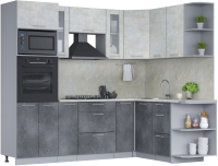 Кухонный гарнитур Интерлиния Мила 1.68x2.4 правая (бетон лайт/бетон портленд/опал светлый) - 