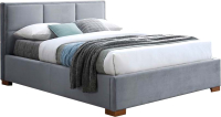 Двуспальная кровать Signal Chloe Maison 160x200 (Velvet Bluvel 14, серый/дуб) - 