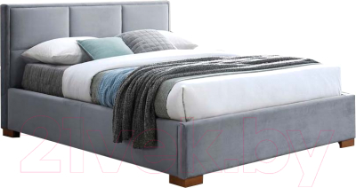 Двуспальная кровать Signal Chloe Maison 160x200 (Velvet Bluvel 14, серый/дуб)