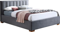 Двуспальная кровать Signal Chloe Marani 160x200 (Velvet Bluvel 14, серый/дуб) - 