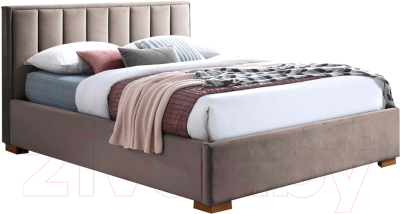 Двуспальная кровать Signal Chloe Marani 160x200 (Velvet Bluvel 40, бежевый/дуб)