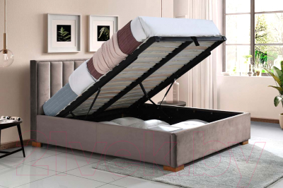 Двуспальная кровать Signal Chloe Marani 160x200 (Velvet Bluvel 40, бежевый/дуб)