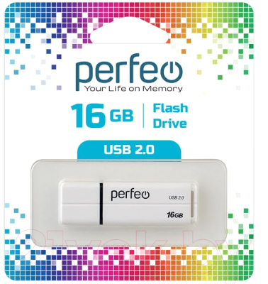 Usb flash накопитель Perfeo 16GB / PF-C01G2W016 (белый)
