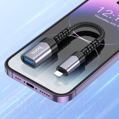 Адаптер Hoco UA24 iPhone-USB (металлик)