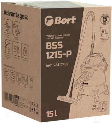 Профессиональный пылесос Bort BSS-1215-P (93417432)