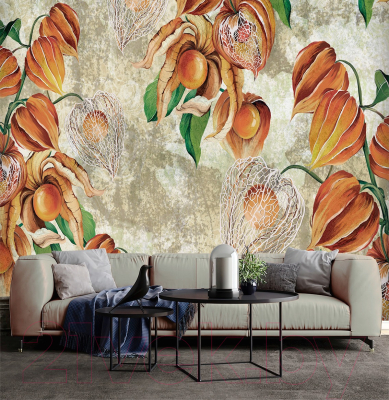 Фотообои листовые Vimala Рисованные цветы 3 (270x300)