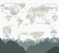 Фотообои листовые Vimala Карта мира с шарами (270x300) - 
