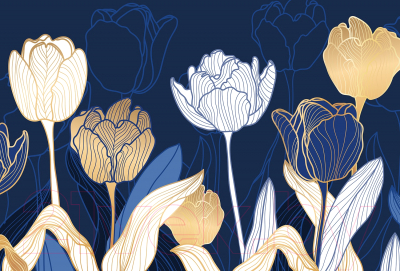 Фотообои листовые Vimala Рисованные тюльпаны (270x400)