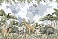Фотообои листовые Vimala Карта мира сафари 2 (270x400) - 