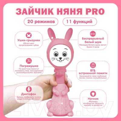 Интерактивная игрушка BertToys Зайчик няня Pro / FD110 (розовый)