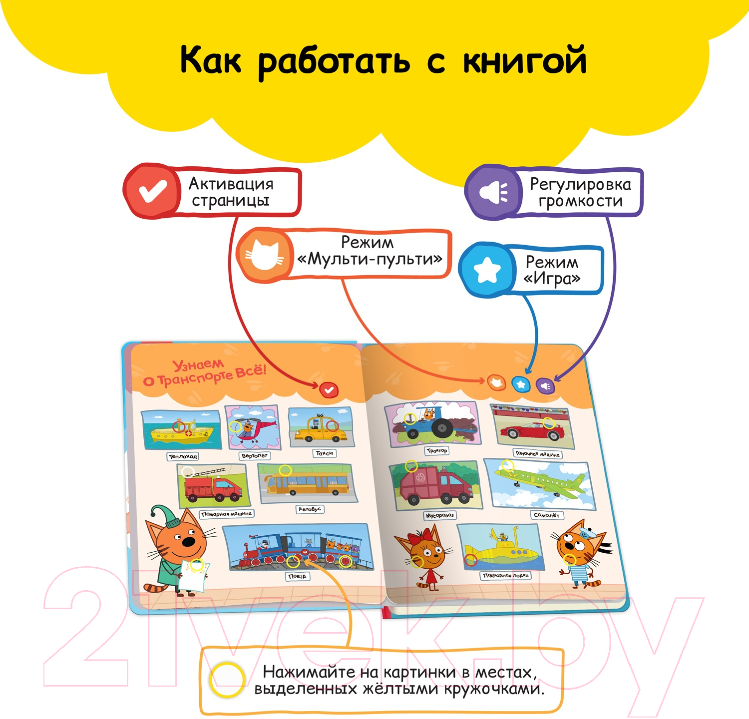 Музыкальная книга BertToys Нажималка Три Кота / FD148