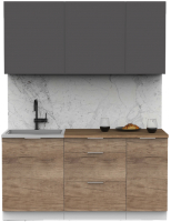 Кухонный гарнитур Интермебель Микс Топ-2 1.6м (графит серый/дуб каньон/дуб флагстаф темный) - 