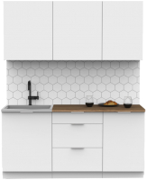 Кухонный гарнитур Интермебель Микс Топ-3 1.7м (белый премиум/дуб флагстаф темный) - 