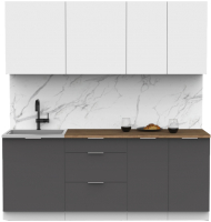 Кухонный гарнитур Интермебель Микс Топ-5 2.0м (белый премиум/графит серый/дуб флагстаф темный) - 