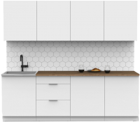 Кухонный гарнитур Интермебель Микс Топ-8 2.4м (белый премиум/дуб флагстаф темный) - 