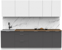 Кухонный гарнитур Интермебель Микс Топ-9 2.6м (белый премиум/графит серый/дуб флагстаф темный) - 