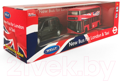 Набор игрушечной техники Welly Лондонские автобус и такси / 99931-2TB